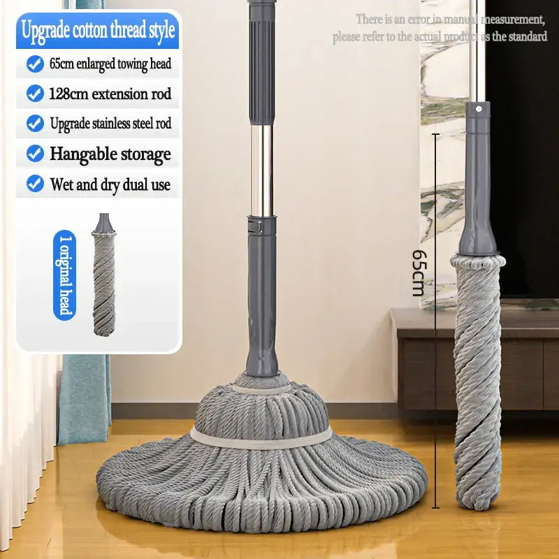 Gray silver easy spin mop with microfiber head for kitchen floors