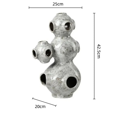 Gray speckled abstract planet ceramic ornament living room sculpture