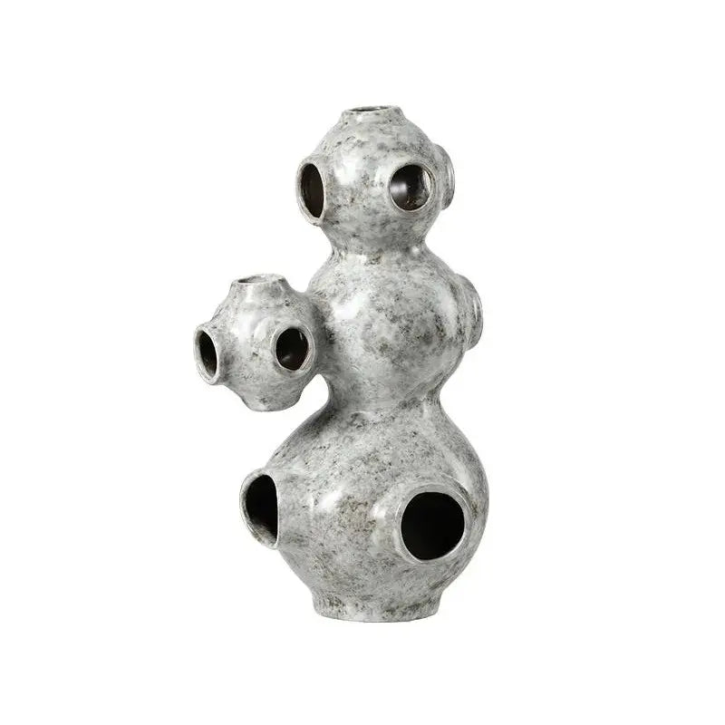 Gray speckled abstract planet ceramic ornament living room sculpture