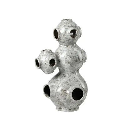 Gray speckled abstract planet ceramic ornament living room sculpture