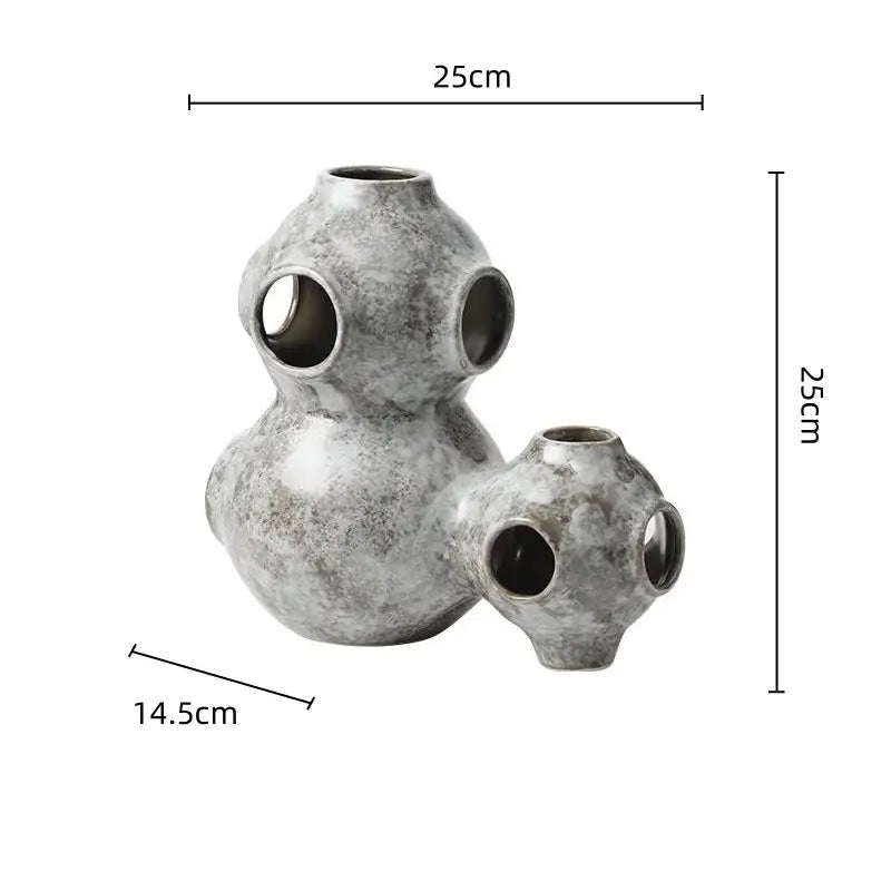Gray speckled abstract planet ceramic ornament living room sculpture