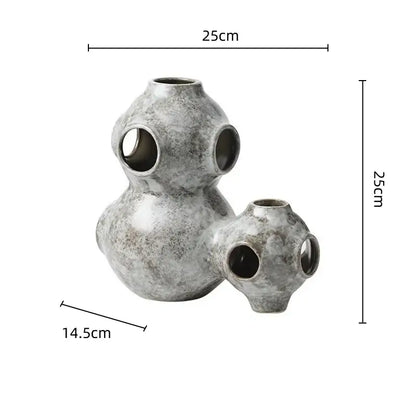 Gray speckled abstract planet ceramic ornament living room sculpture