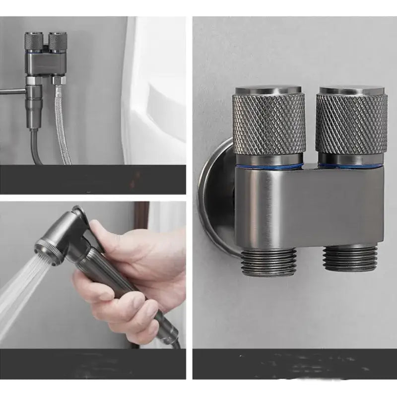 Gray stainless steel bidet faucet set bathroom high pressure spray gun