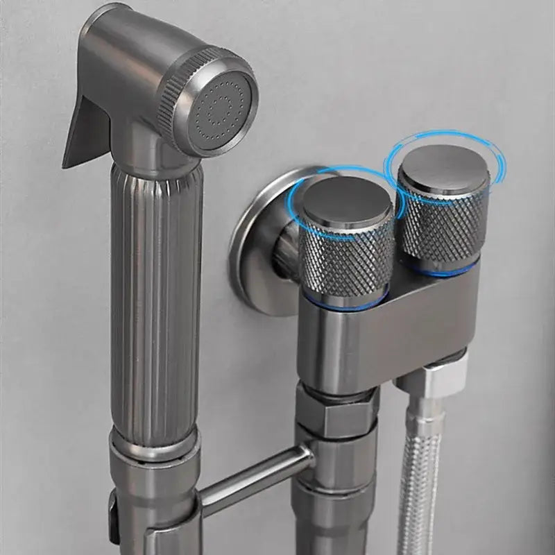 Gray stainless steel bidet faucet set bathroom high pressure spray gun