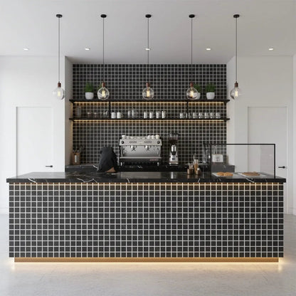Gray Stone Gloss 1x1 Marble Look Porcelain Mosaics 12x12