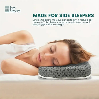 Gray textured comfort ear guard pillow bedroom cnh relief hole