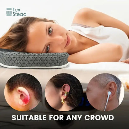 Gray textured comfort ear guard pillow bedroom cnh relief hole