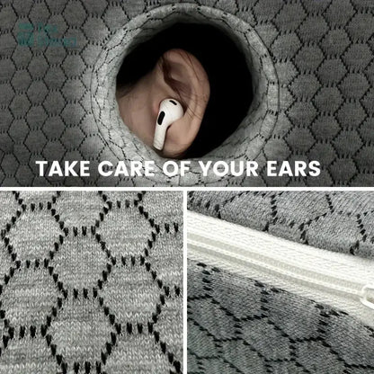 Gray textured comfort ear guard pillow bedroom cnh relief hole