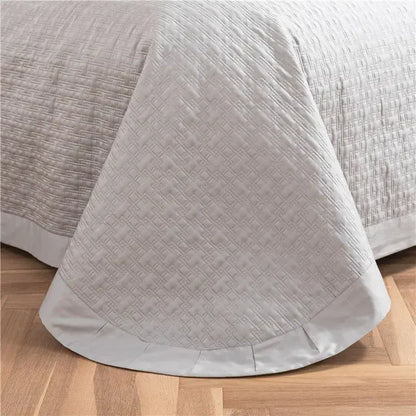 Gray textured egyptian cotton quilt set bedroom reversible bedspread