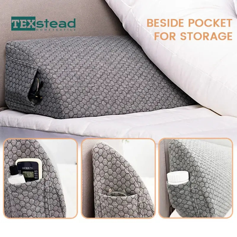 Gray textured memory foam bed wedge pillow bedroom mattress gap filler