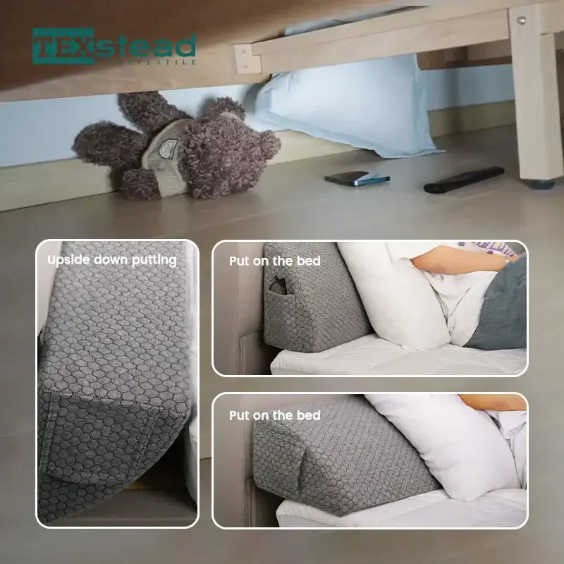 Gray textured memory foam bed wedge pillow bedroom mattress gap filler