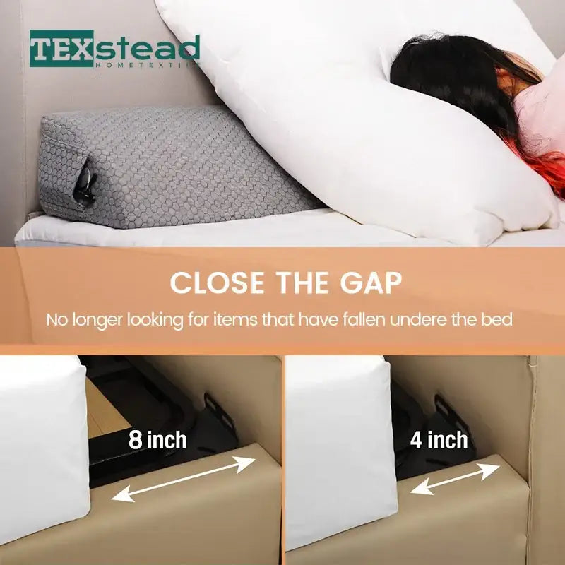 Gray textured memory foam bed wedge pillow bedroom mattress gap filler