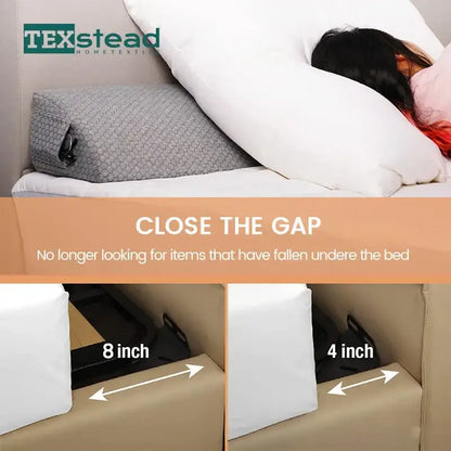 Gray textured memory foam bed wedge pillow bedroom mattress gap filler