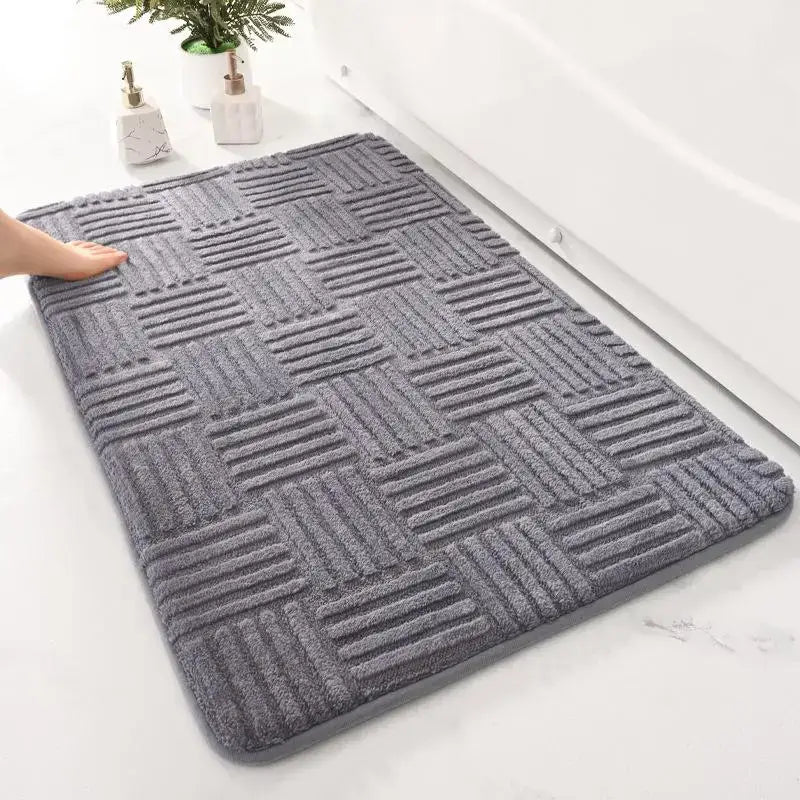 Gray textured striped floor mat bathroom non slip carpet