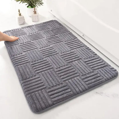 Gray textured striped floor mat bathroom non slip carpet