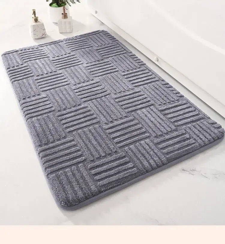 Gray textured striped floor mat bathroom non slip carpet
