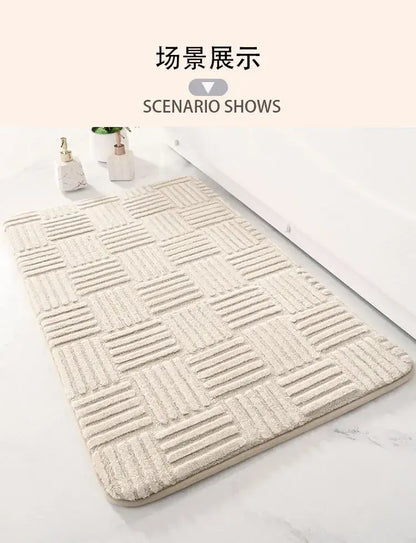Gray textured striped floor mat bathroom non slip carpet