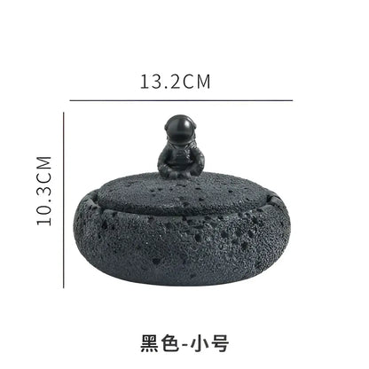 Gray volcanic stone cement astronaut ashtray for living room