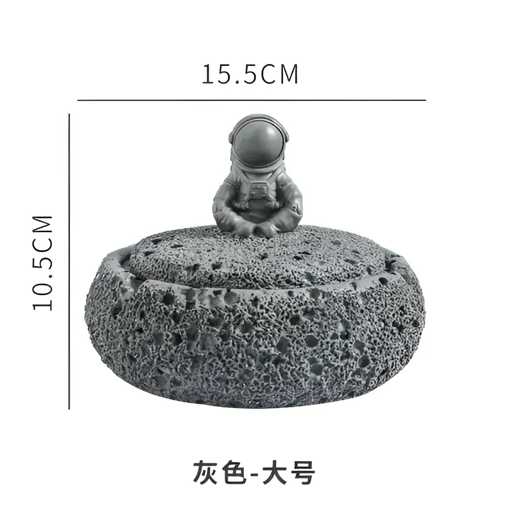Gray volcanic stone cement astronaut ashtray for living room