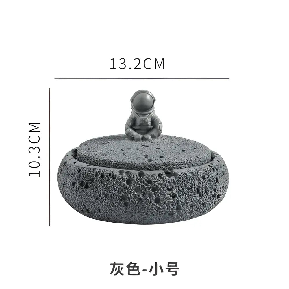 Gray volcanic stone cement astronaut ashtray for living room