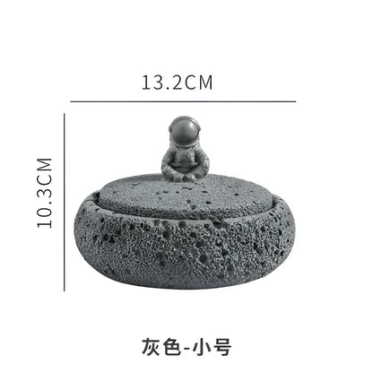 Gray volcanic stone cement astronaut ashtray for living room