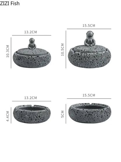 Gray volcanic stone cement astronaut ashtray for living room