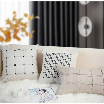 Gray & white faux rex rabbit fur cushion cover living room throw pillow