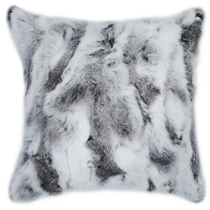 Gray & white faux rex rabbit fur cushion cover living room throw pillow