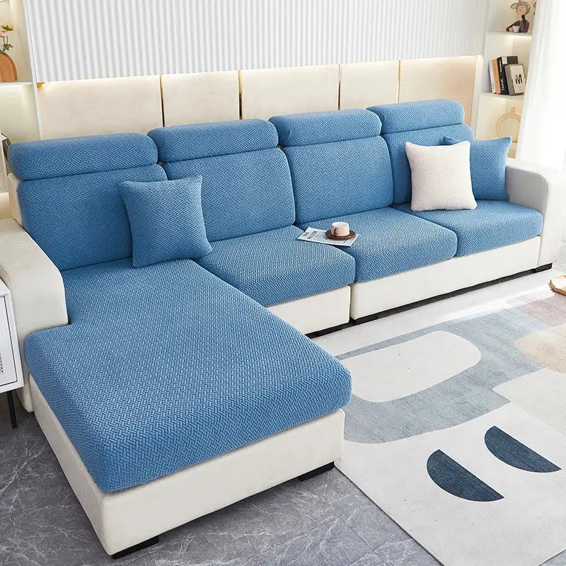 Gray & white jacquard velvet sofa cover living room stretch slipcover