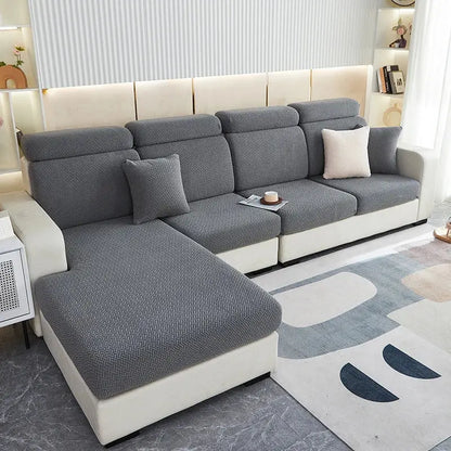Gray & white jacquard velvet sofa cover living room stretch slipcover