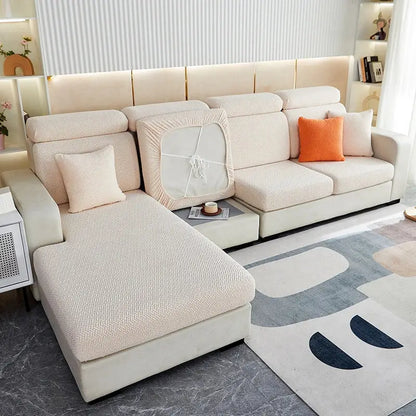 Gray & white jacquard velvet sofa cover living room stretch slipcover