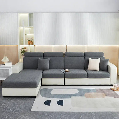 Gray & white jacquard velvet sofa cover living room stretch slipcover