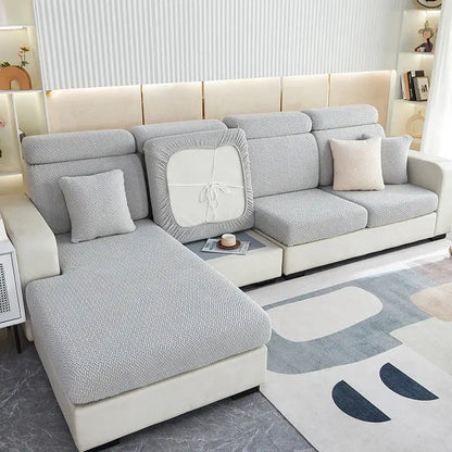 Gray & white jacquard velvet sofa cover living room stretch slipcover