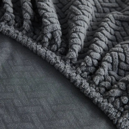 Gray & white jacquard velvet sofa cover living room stretch slipcover
