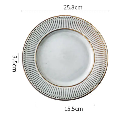 Gray & white striped ceramic wedding tableware set – dining room