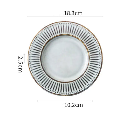 Gray & white striped ceramic wedding tableware set – dining room