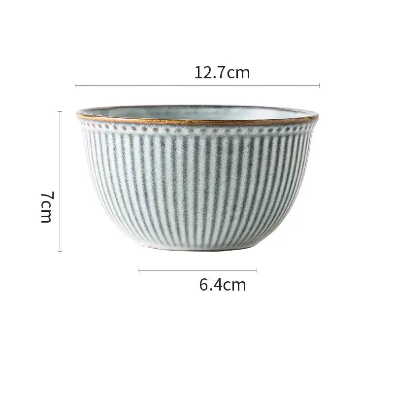 Gray & white striped ceramic wedding tableware set – dining room