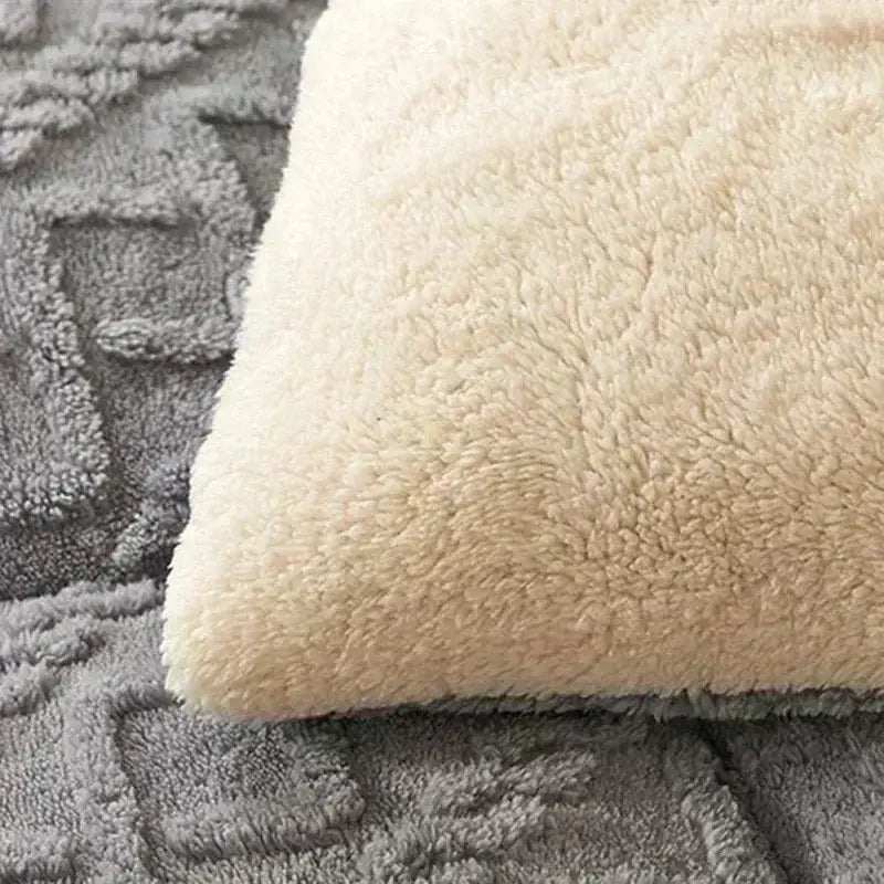 Gray & white textured fleece cozy winter bed blanket bedroom
