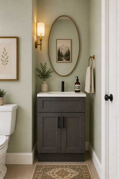 24 Inch Gray Stained Shaker Single Sink Bathroom Vanity