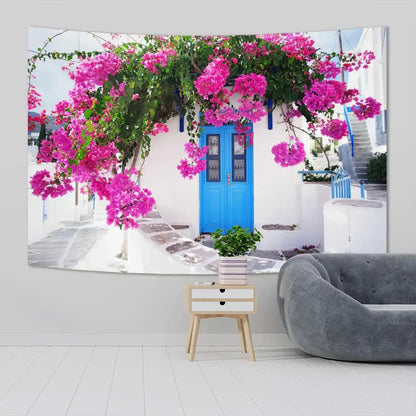 Greece town scenery tapestry sofa blanket bedroom art decor