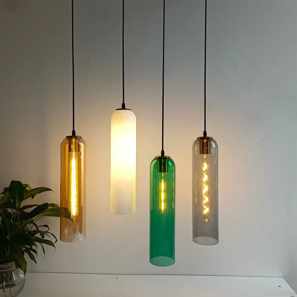 Green amber and green glass nordic pendant light for living room