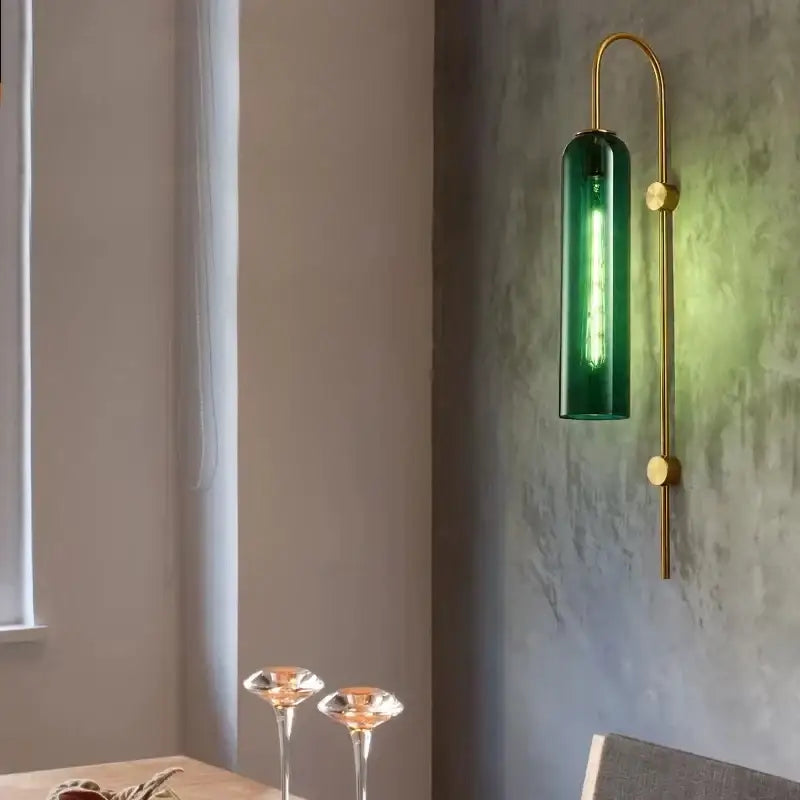 Green amber and green glass nordic pendant light for living room