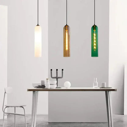 Green amber and green glass nordic pendant light for living room