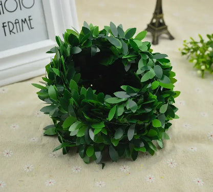 Green and autumn leaf vine wreath garland living room decor
