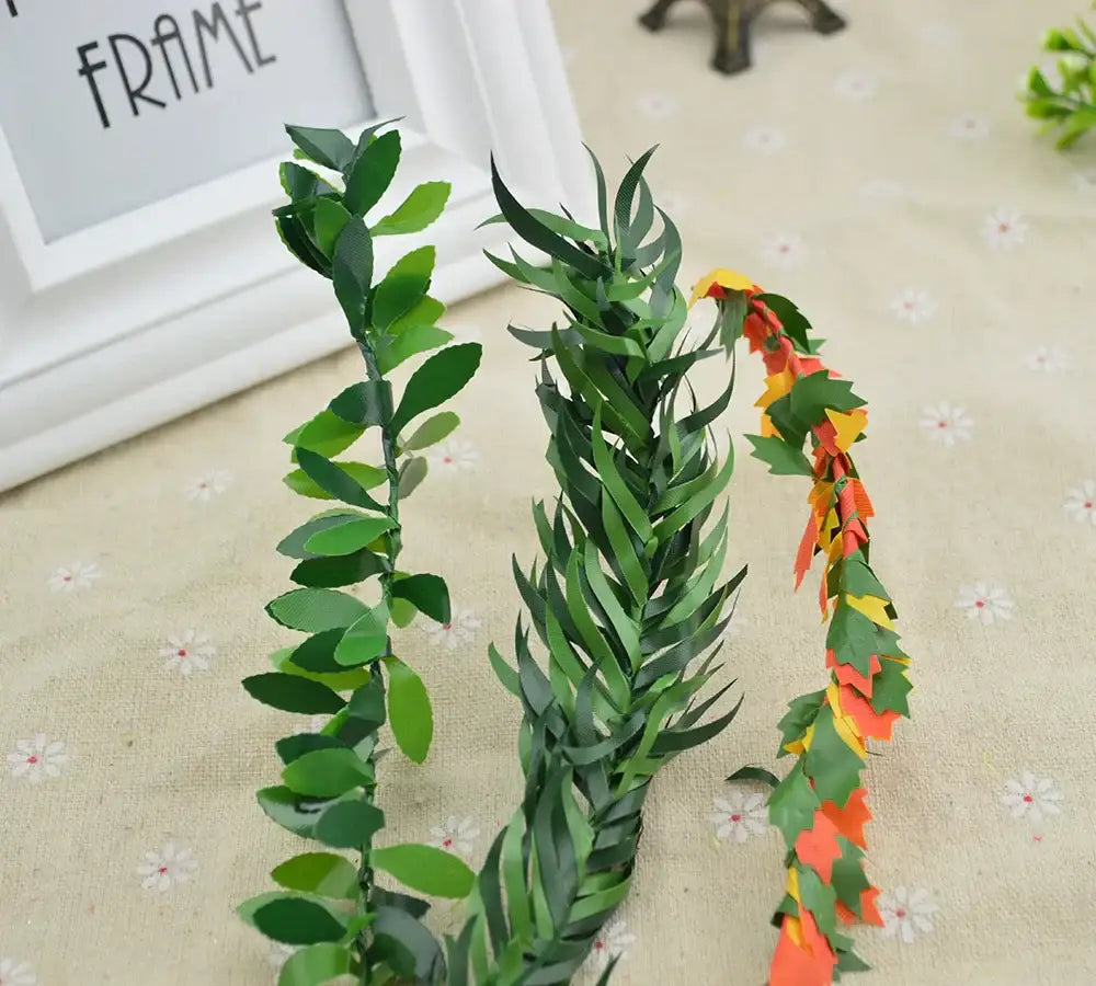 Green and autumn leaf vine wreath garland living room decor