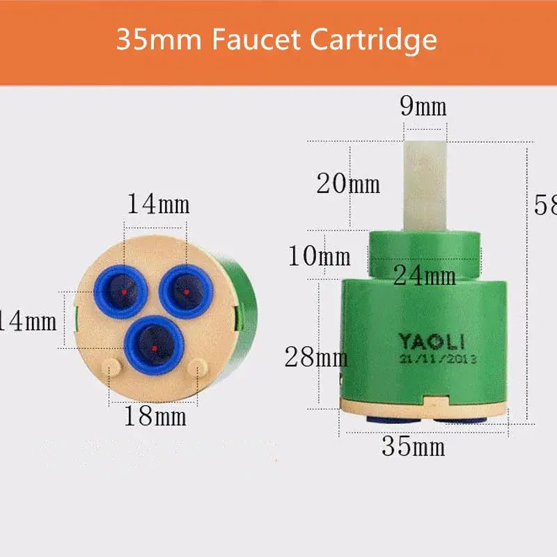Green and beige 40mm ceramic faucet cartridge kitchen valve replacement