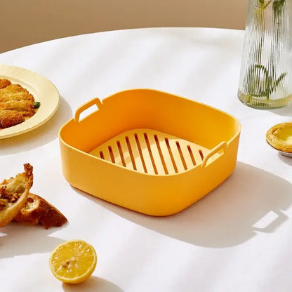 Green and black silicone air fryer pot – kitchen baking tray