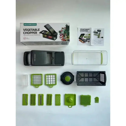Green and black vegetable slicer cutter grater with basket kitchen