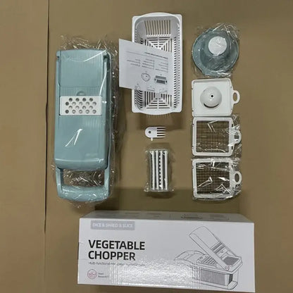 Green and black vegetable slicer cutter grater with basket kitchen