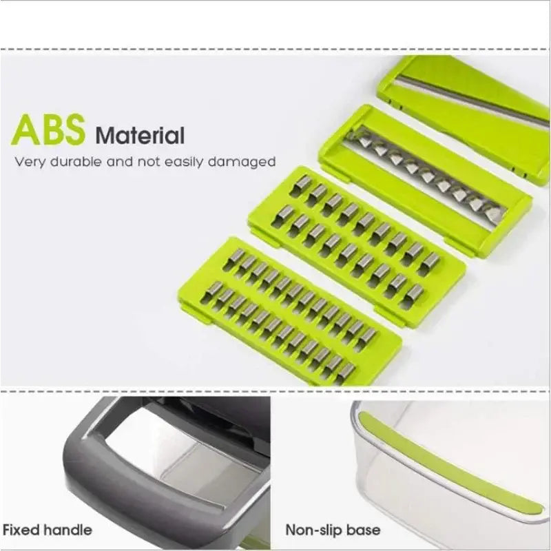Green and black vegetable slicer cutter grater with basket kitchen